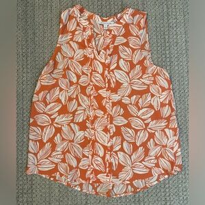 Orange and White Floral Tank